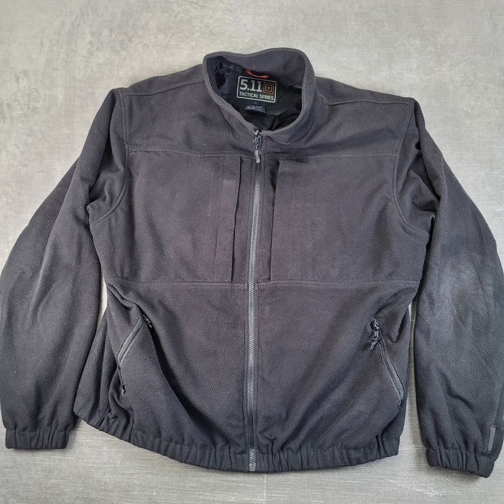5.11 Tactical Series Fleece Jacket Mens XL Black Full Zip Mock Neck Pocketed
